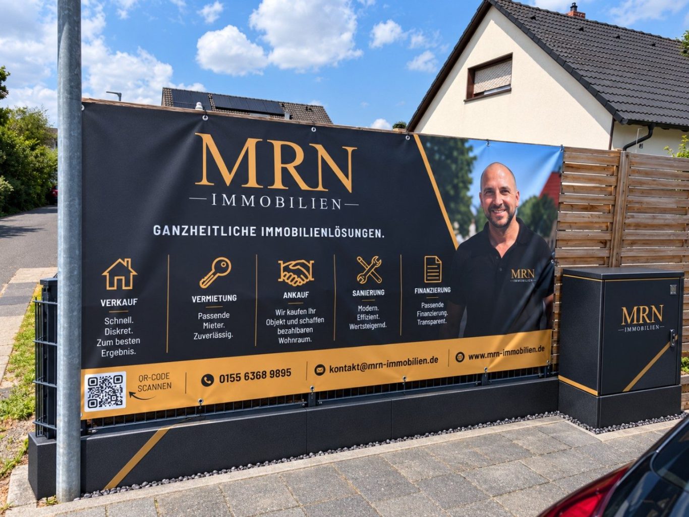 MRN-Immobilien-Banner mit Mauritius Müller und den Leistungen Verkauf, Vermietung, Ankauf, Sanierung und Finanzierung.